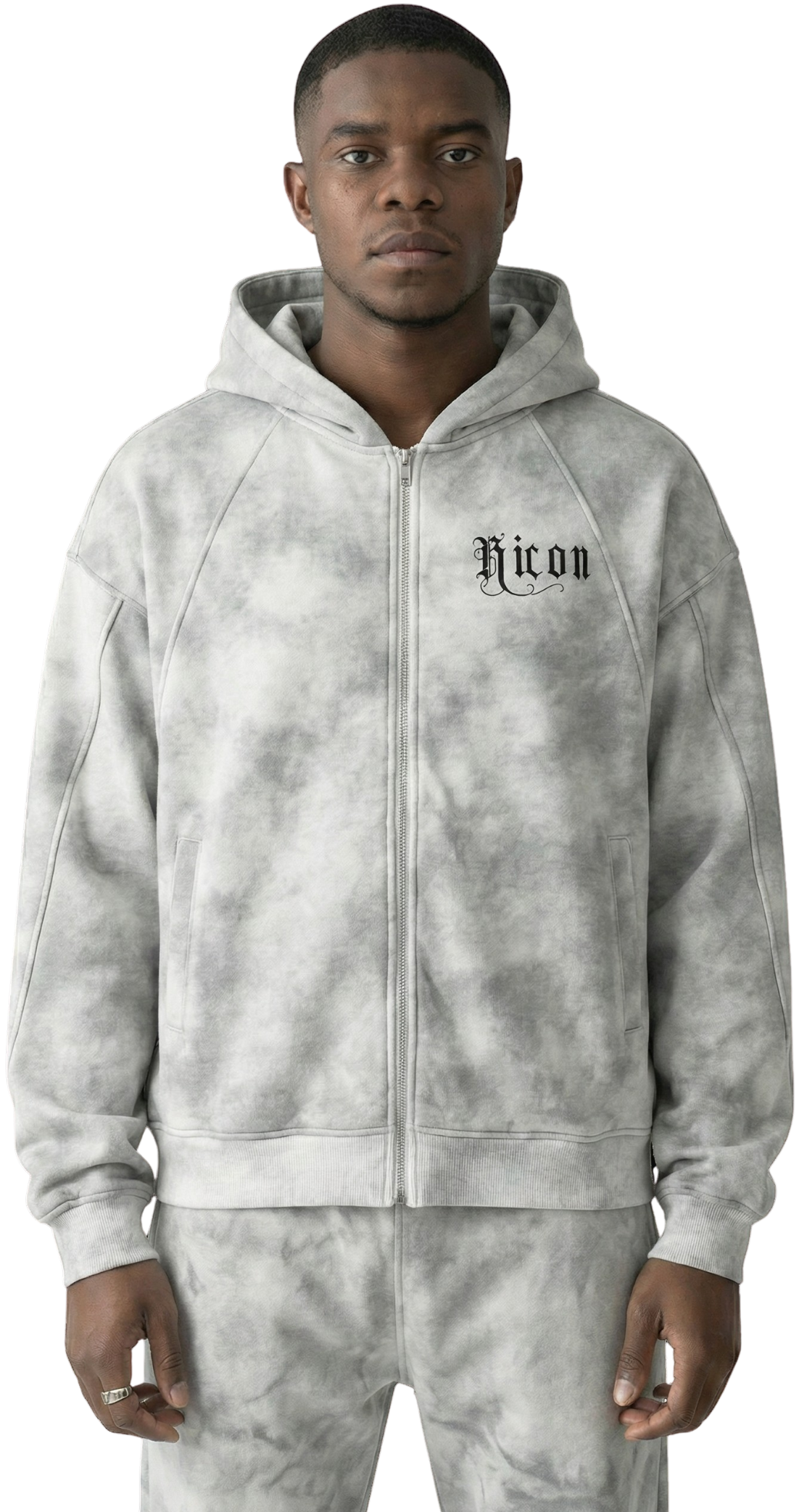Dirty Washed Zip-Up Fleece Hoodie